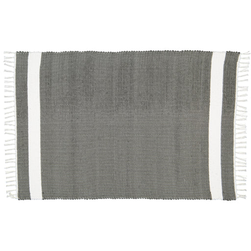 Dhurrie Tabby Charcoal with White Stripe Mat - KNUS