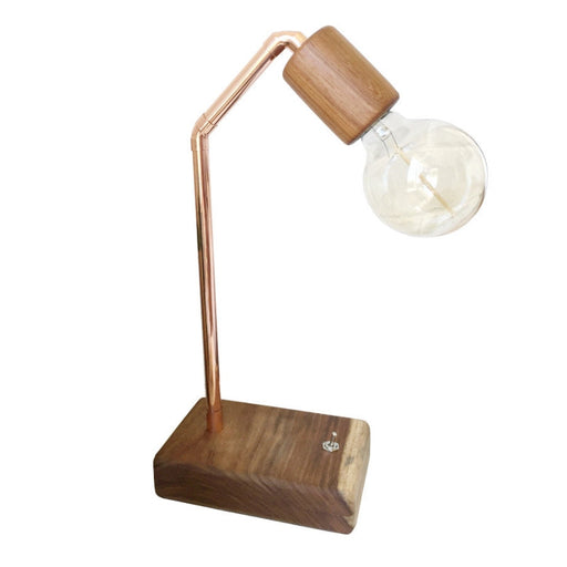 Wood Base Copper Table Lamp - 1