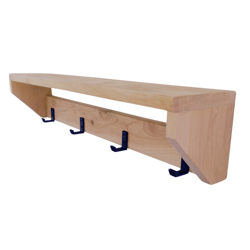 Medium Cypress Wood Shelf with Coat Hooks - 2