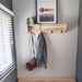 Medium Cypress Wood Shelf with Coat Hooks - 3