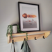 Medium Cypress Wood Shelf with Coat Hooks - 4