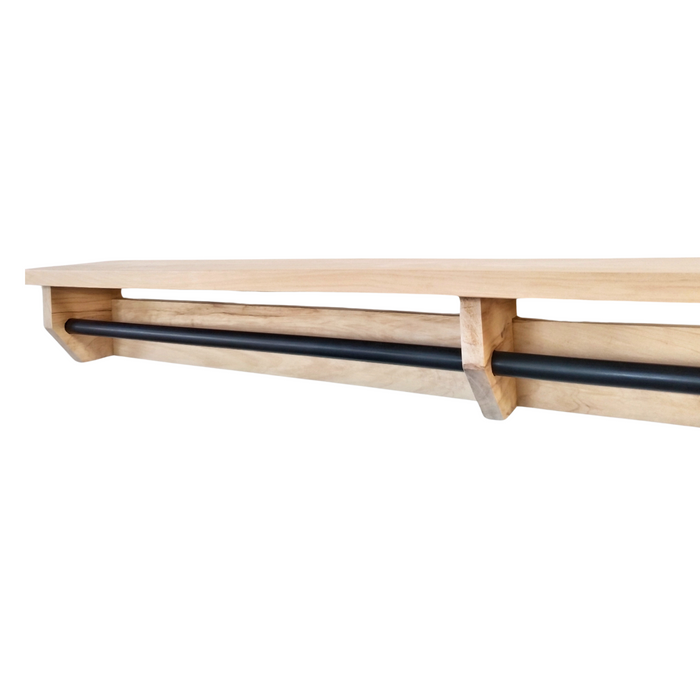 Medium Cypress Wood Shelf with Coat Hooks - KNUS