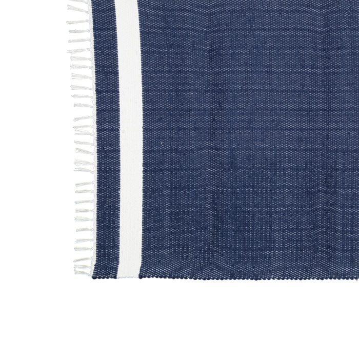Dhurrie Tabby Navy with White Stripe Mat