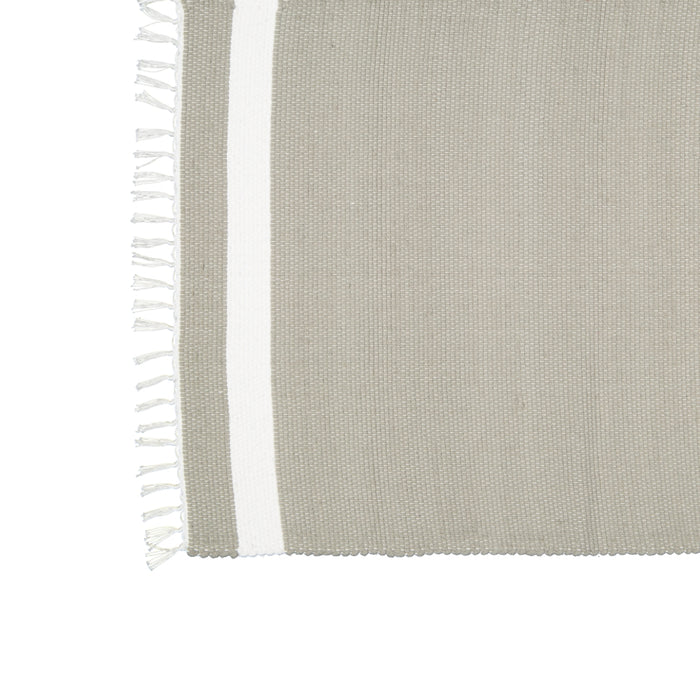 Dhurrie Tabby Grey with White Stripe Mat