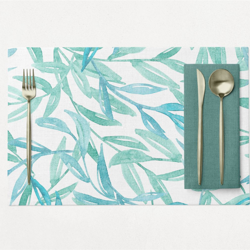 Turquoise Leaves PVC Placemats - 2