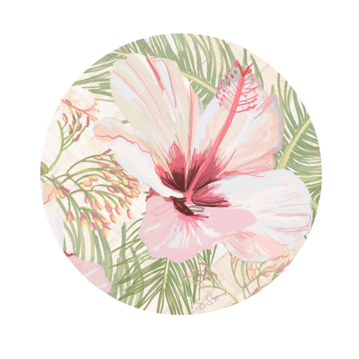 Soft Pink Hibiscus Round Mat - KNUS