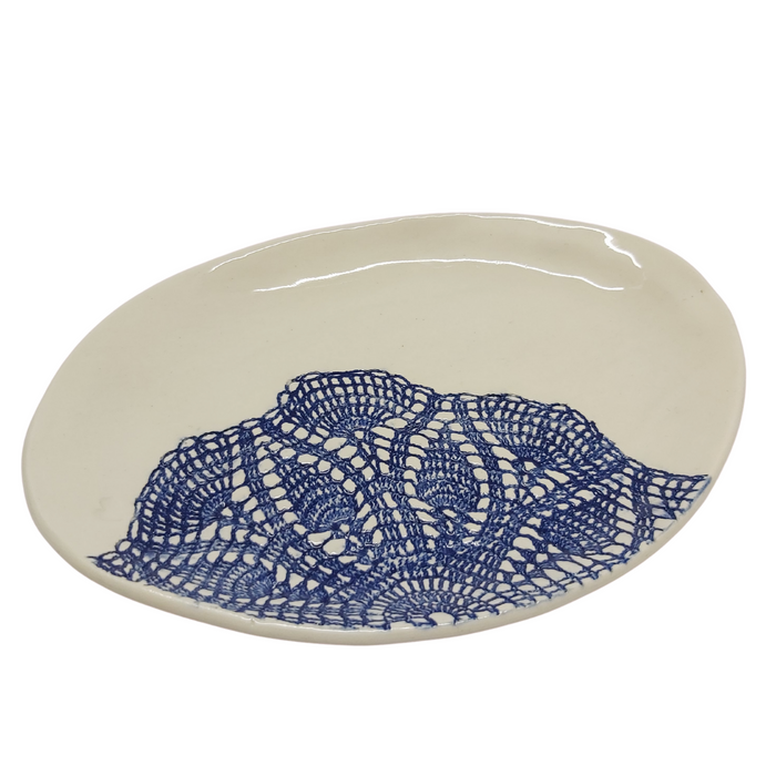 Extra Small Blue Lace Oval Platter - KNUS