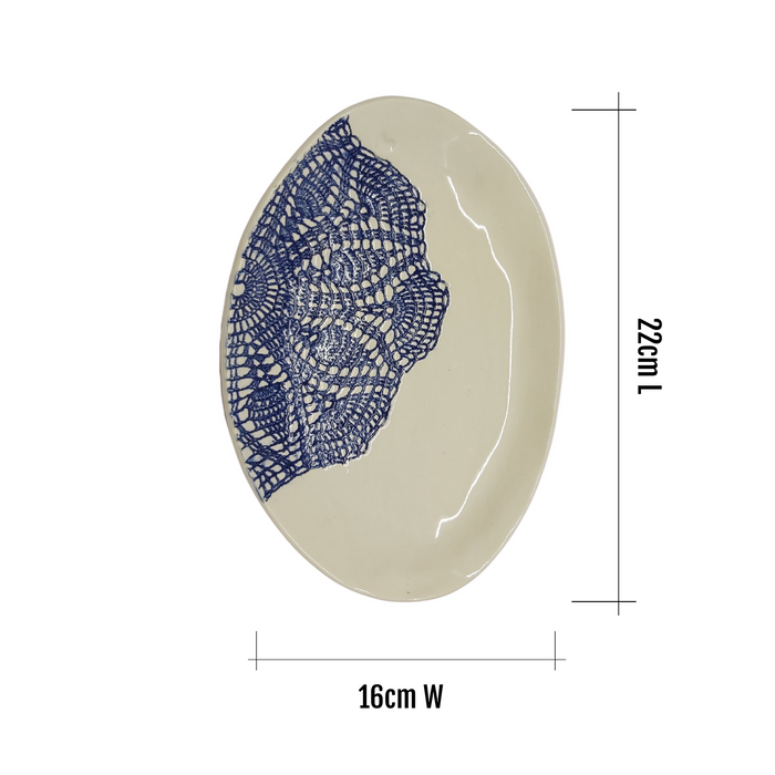 Extra Small Blue Lace Oval Platter - KNUS