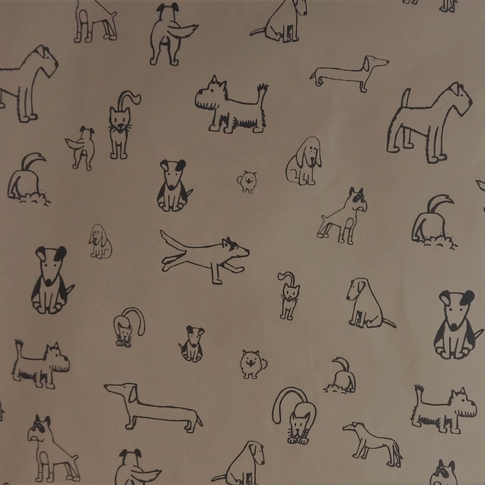 Khaki Dog Doodles Fabric - KNUS