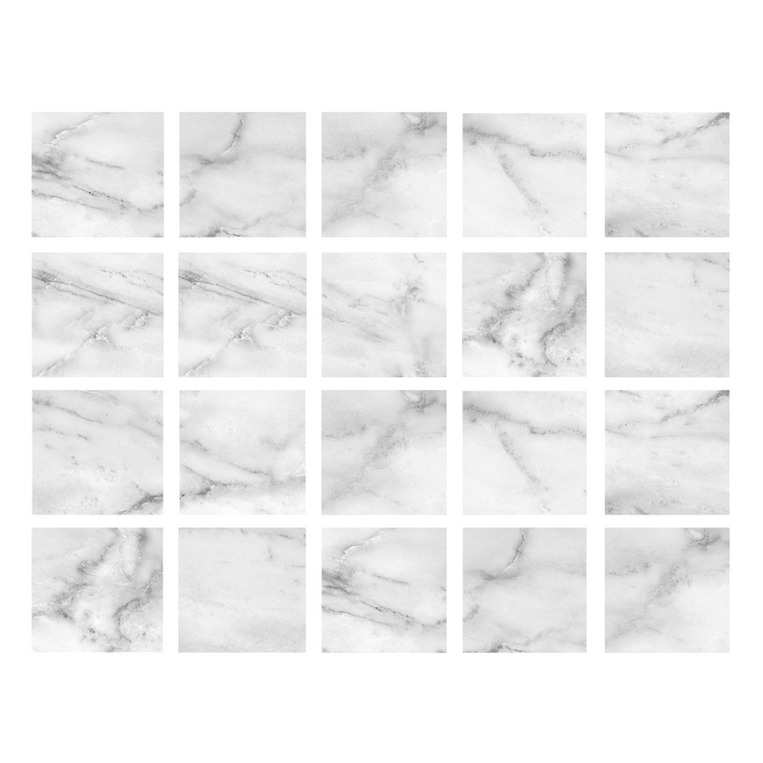 White Marble Wall Tile Stickers - KNUS