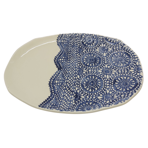 Blue Lace Oval Platter - KNUS