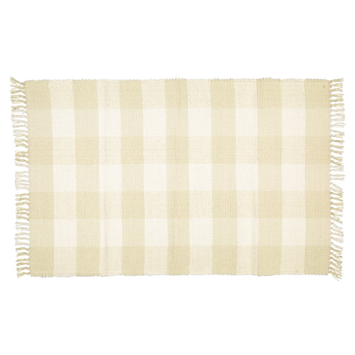 Dhurrie Checked Taupe Natural Rug - KNUS