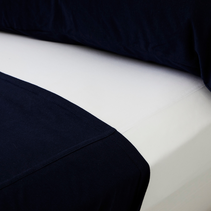 Navy T-Shirt Cotton Fitted Sheet - KNUS