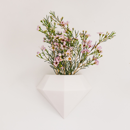 Diamond Wall Vase - White - 2
