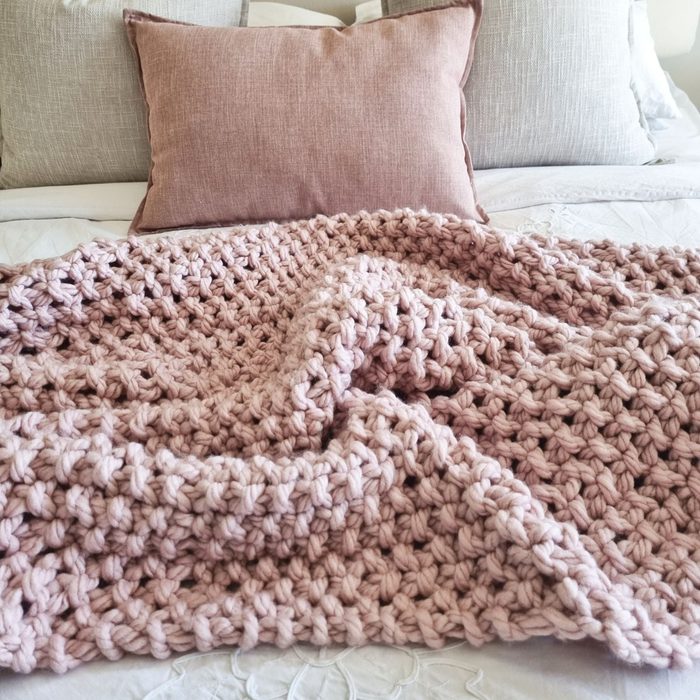 Mbali Chunky Seed Knit Blanket Blush Pink - 2
