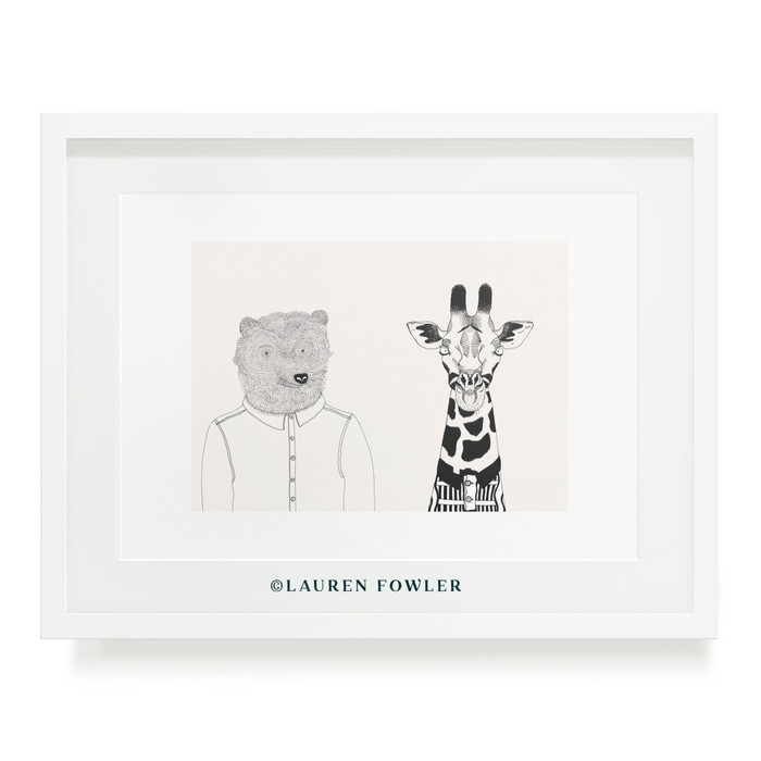 Bear & Giraffe Art Print - KNUS