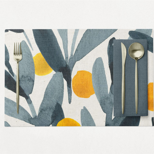 Grey and Yellow Leaves PVC Placemats - 1