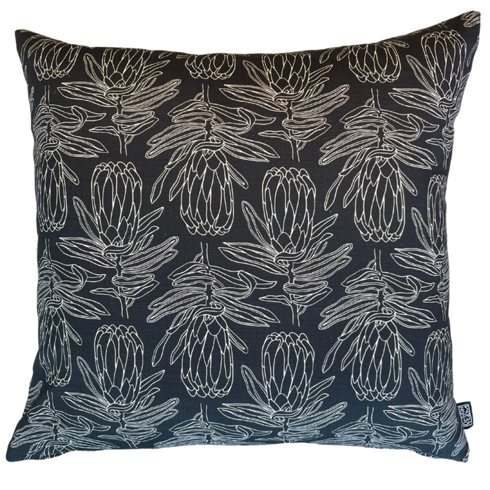 Small Line Protea Parchment on Charcoal Scatter Cover - KNUS
