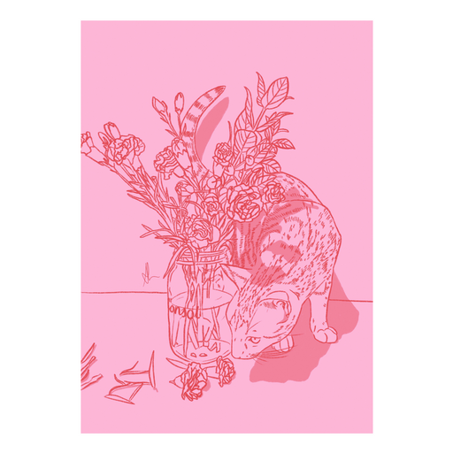 Cat & Carnations Art Print - KNUS