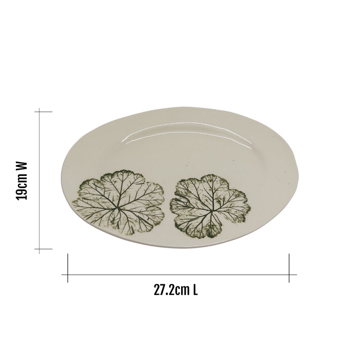 Medium Green Leaf Oval Platter - KNUS
