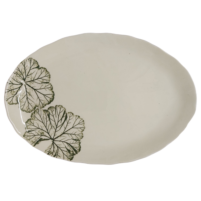 Large Green Leaf Oval Platter - KNUS