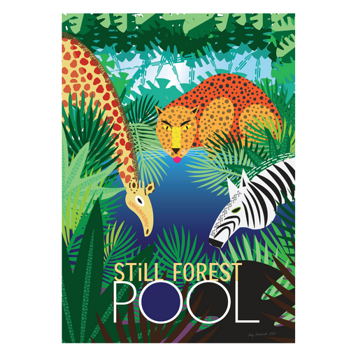 Still Forest Pool | Giraffe, Leopard and Zebra Mindfulness Print - KNUS