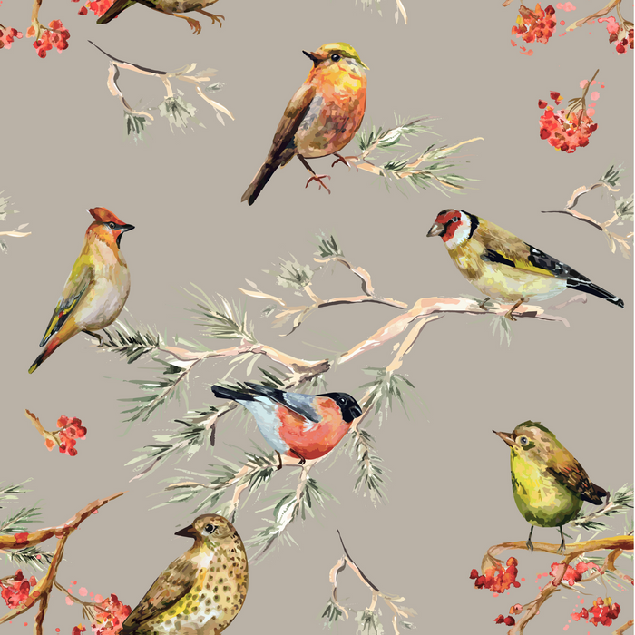 Feathered Friends Smoked Wallpaper - KNUS
