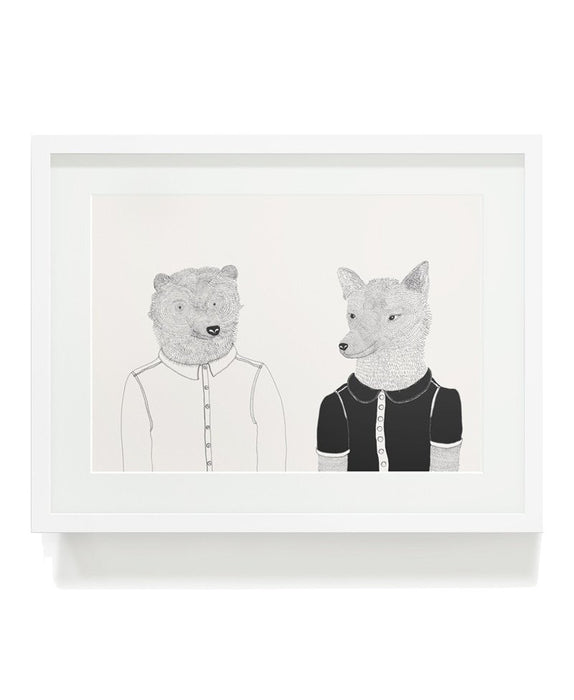 Bear and Wolf Art Print