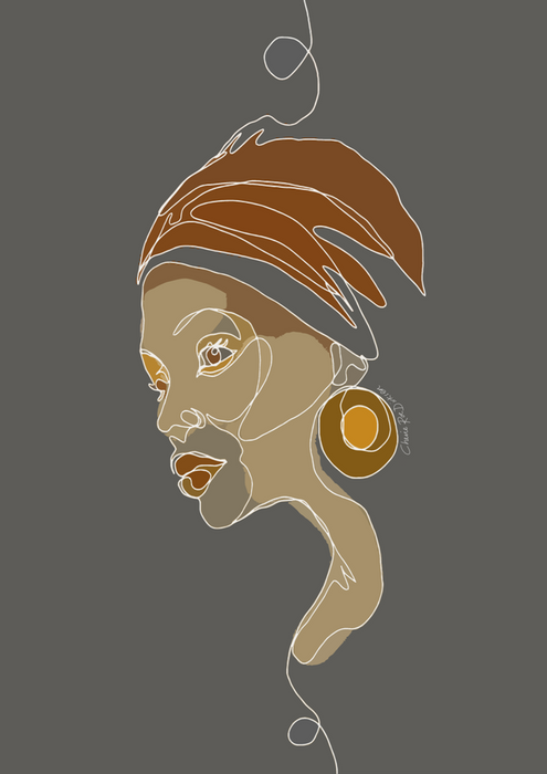 African Chique Single Line Art Print - KNUS