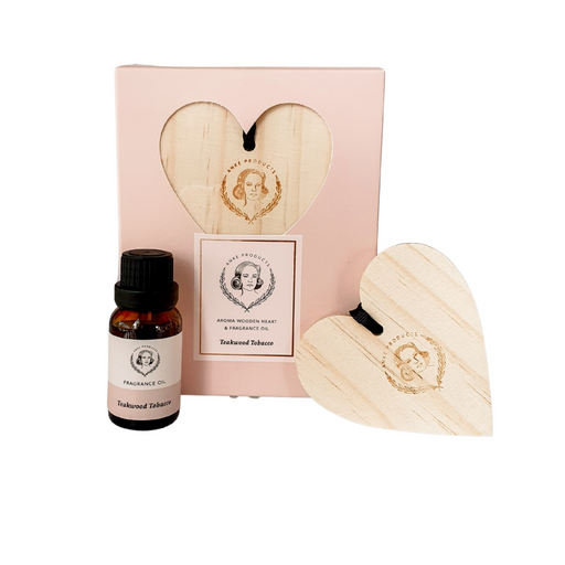 Anke Products - Teakwood Tobacco Wooden Heart Aroma Tag with Essential Oil - KNUS