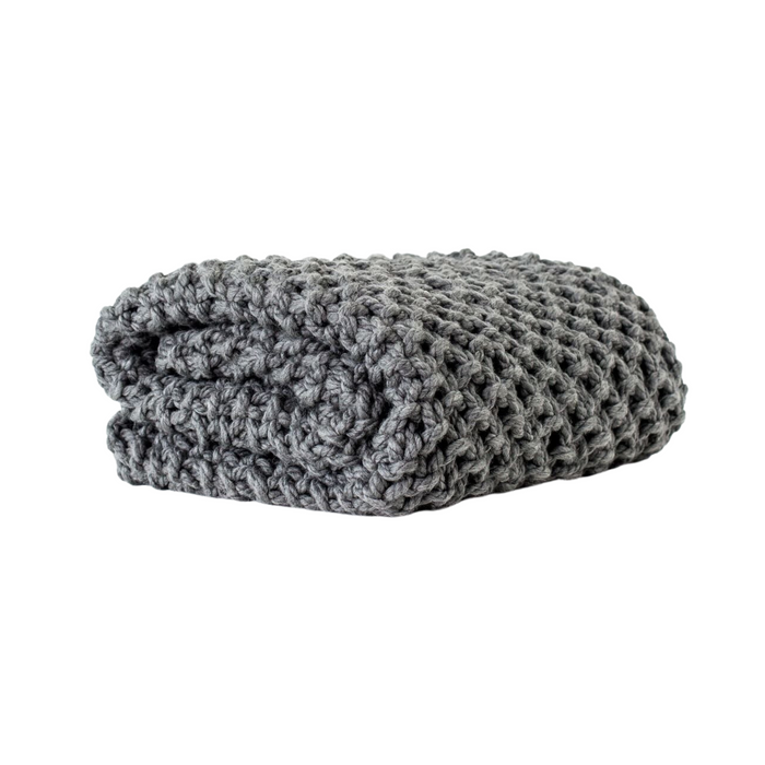 Super Chunky Seed Knit Blanket: Charcoal - KNUS