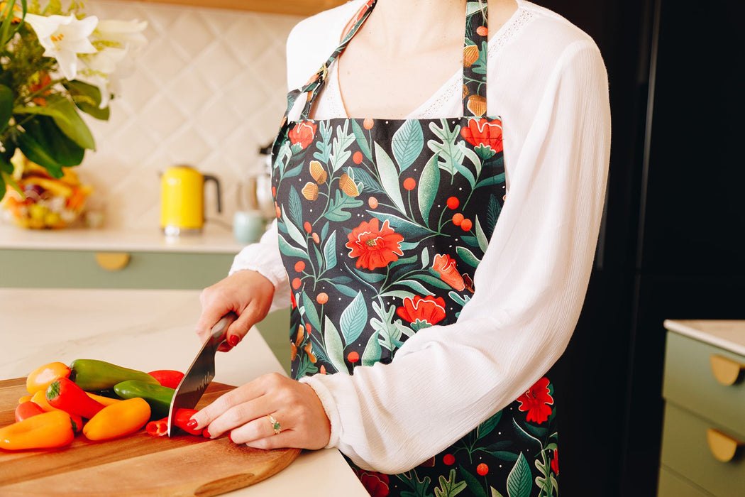Floral Apron with Fabric Straps - 3