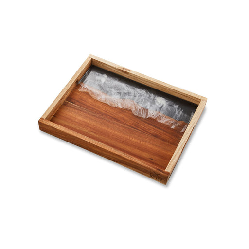 Wooden Tray with Resin Art: Black - 2