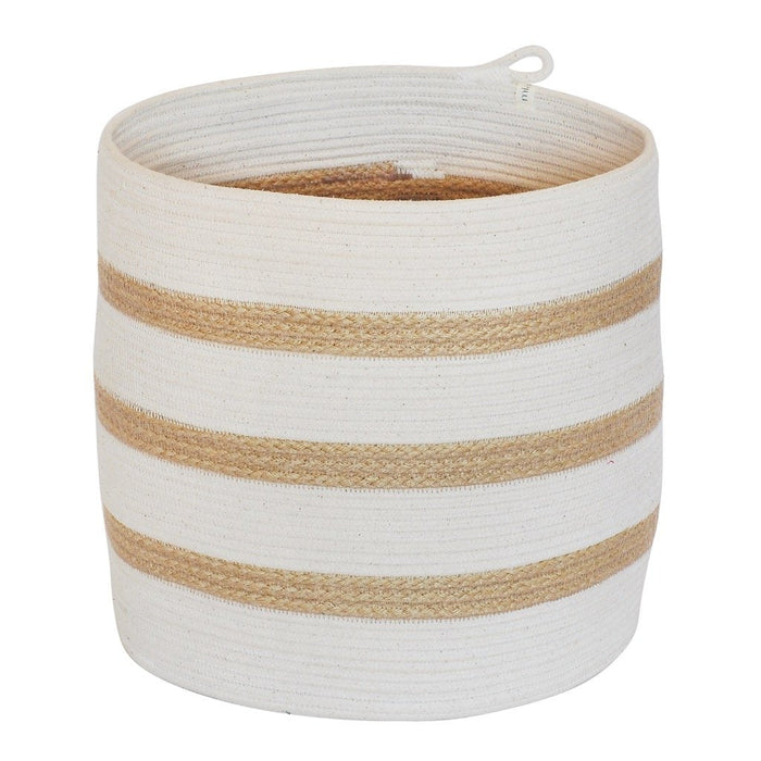 Cylinder Basket - Ivory & Jute Stripes - 3