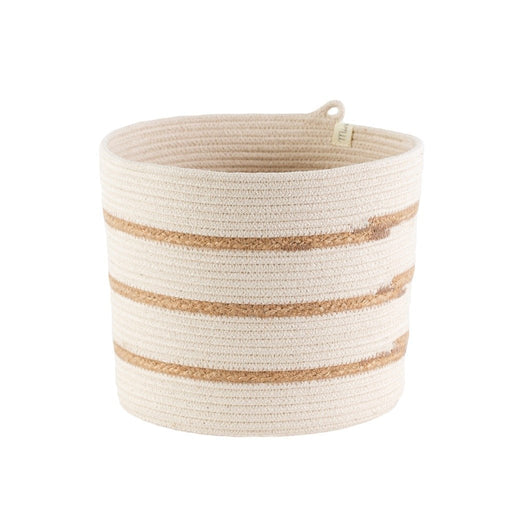 Cylinder Basket - Ivory & Jute Stripes - 1