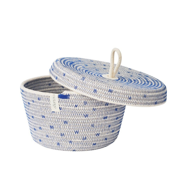 Lidded Bowl Basket - Stitched Polka Dot - 4