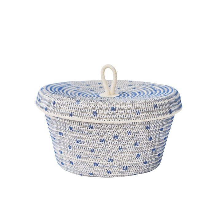 Lidded Bowl Basket - Stitched Polka Dot - 3