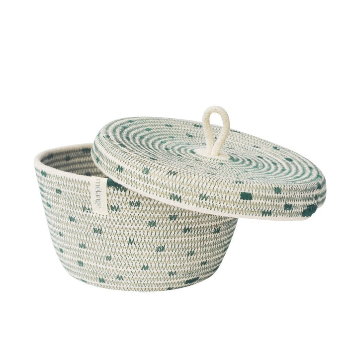 Lidded Bowl Basket - Stitched Polka Dot - 7