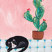 A Cat and a Cactus Art Print - 1