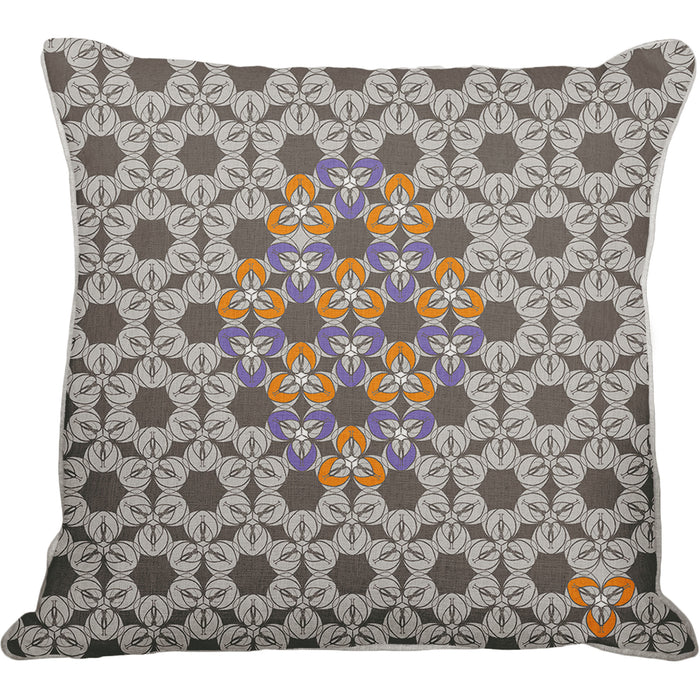 Purple Orange Patterned Lilies Cushion - KNUS
