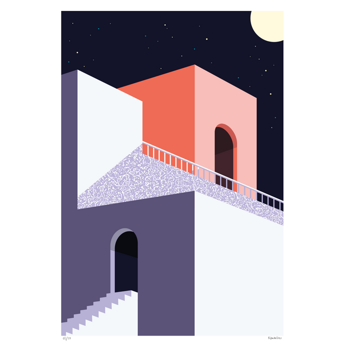Terraces at Night Art Print - KNUS