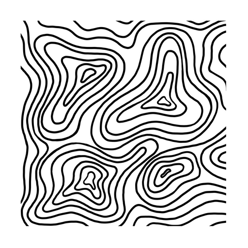 Black Contour Lines Art Print - KNUS