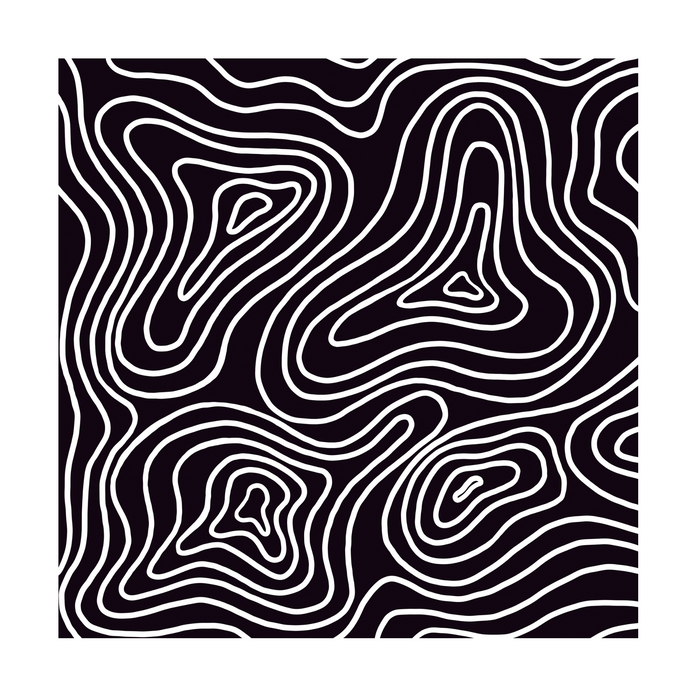 White Contour Lines Art Print - KNUS