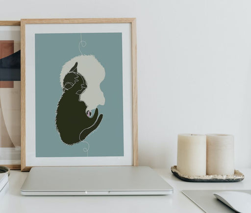 Yin Yang Kittens Single Line Art Print - KNUS