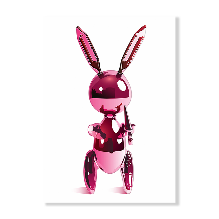 Bright Pink Rabbit Art Print - KNUS
