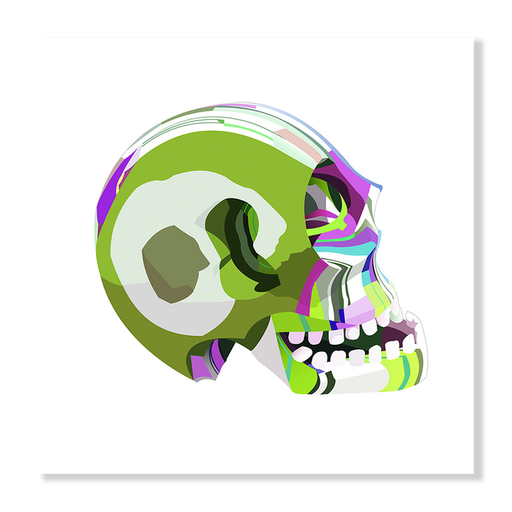 Flip Flop Skull Lime Green Art Print  - KNUS