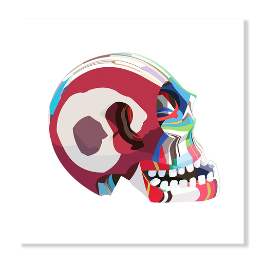 Flip Flop Skull Red Art Print  - KNUS