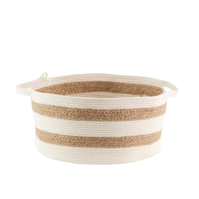 Handle Basket - Ivory & Jute Stripes - 1