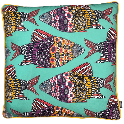 Jewel Fish Outdoor Scatter Cover with Mimosa Piping - 1