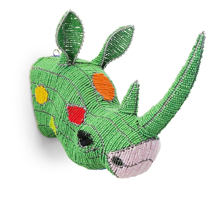 Mini Colourful Beaded Rhino Head - KNUS